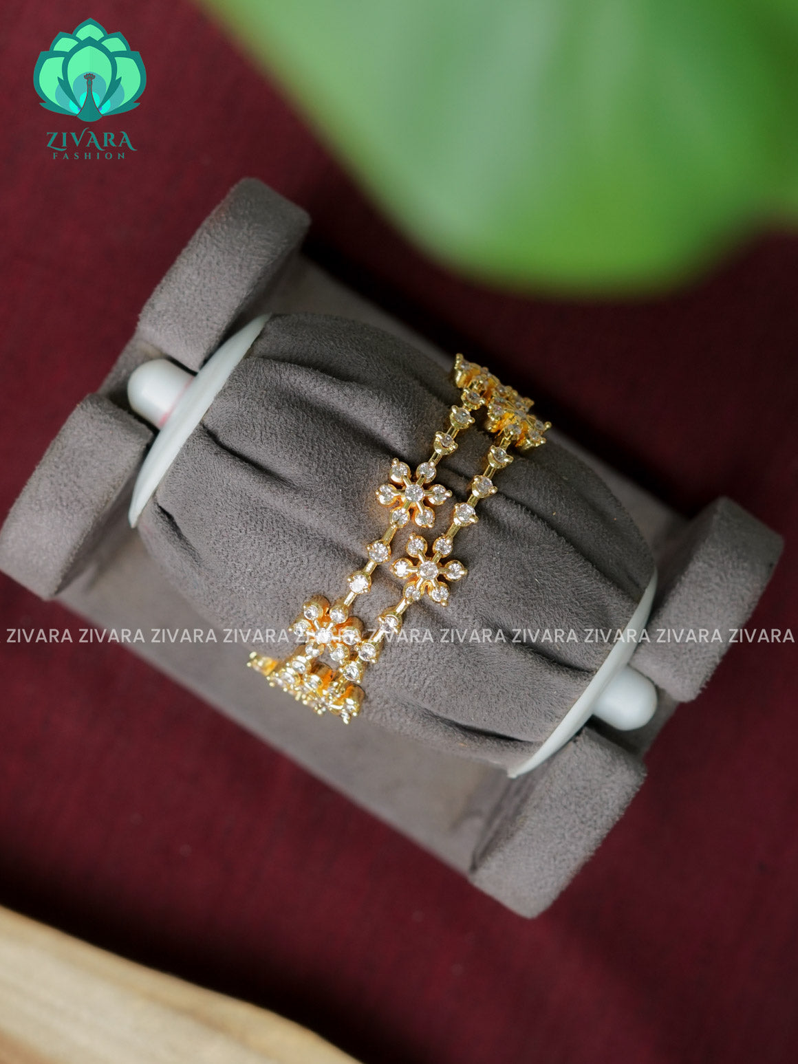 2 piece MICRO polish designer bangles with cz stones-latest bangles collection