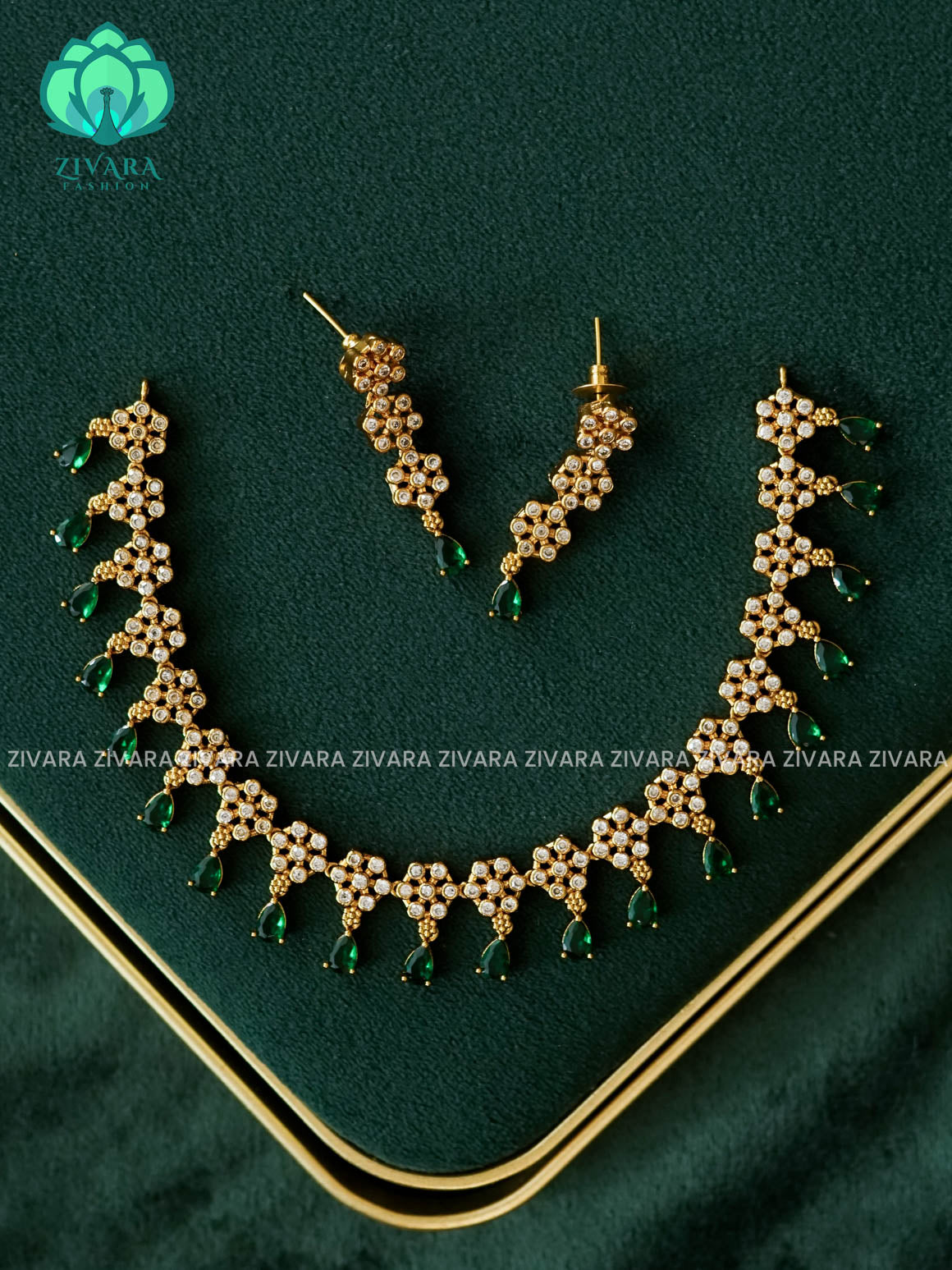 Green tear pendant -  stylish and minimal elegant neckwear- Zivara Fashion