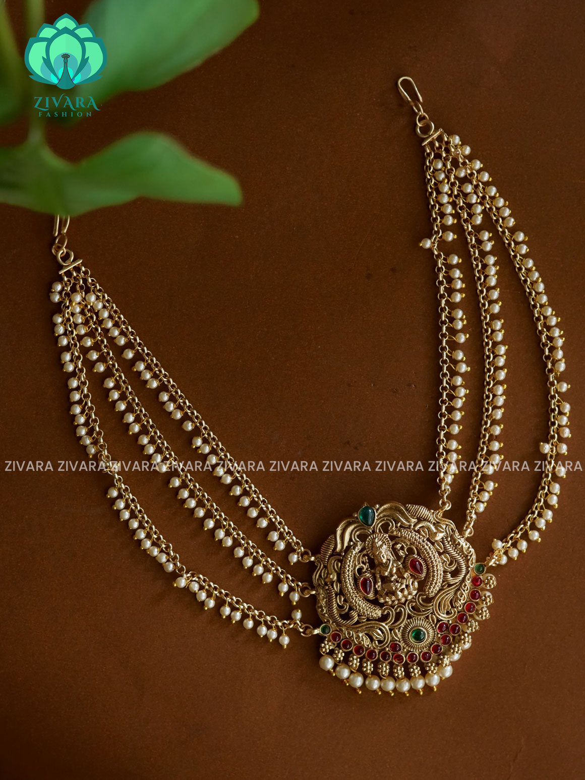 RUBY AND GREEN - Trending normal matte annapakshi bunpin with pearl maatal- latest bridal jewellery- Zivara fashion