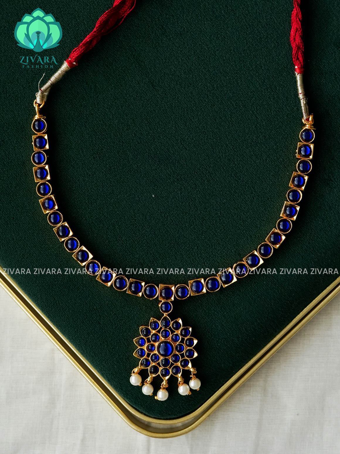BLUE- SANGEETHA - INIYA - Simple kemp attigai neckwear - latest kemp dance jewellery collection