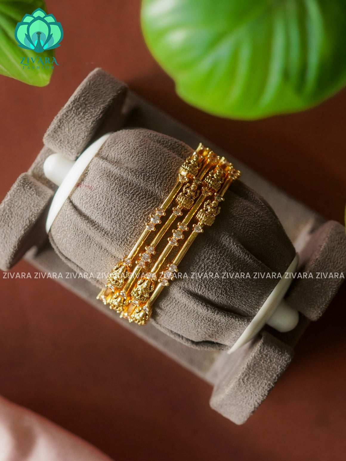 4 piece CZ matte gold matte finish designer bangles with cz stones-latest bangles collection