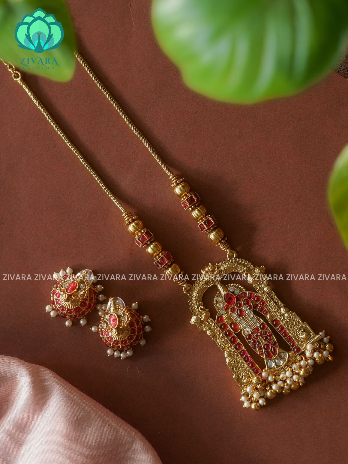 RED -MEENAKSHI NORMAL MATTE neckwear with earrings- Zivara Fashion- latest jewellery design