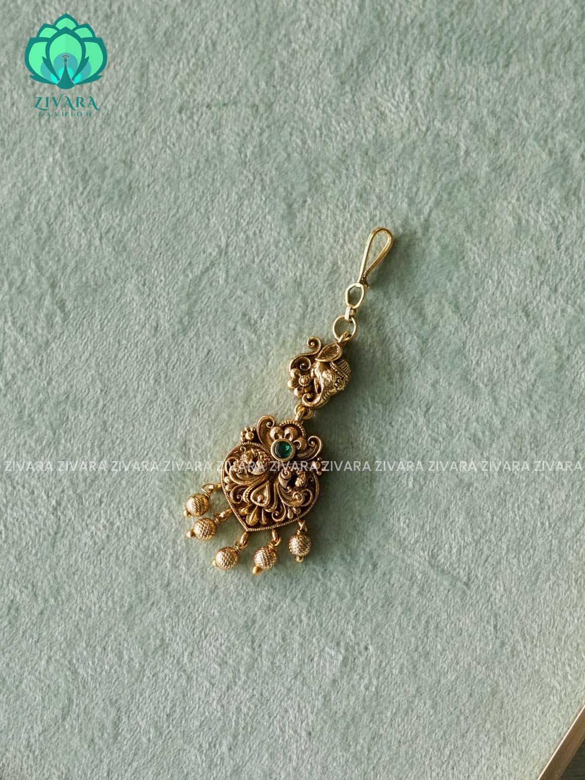 PEACOCK MOTIF MATTE polish chutti   - Bridal maang tikka, chutti- bridal head accessory- latest bridal collection - Zivara fashion