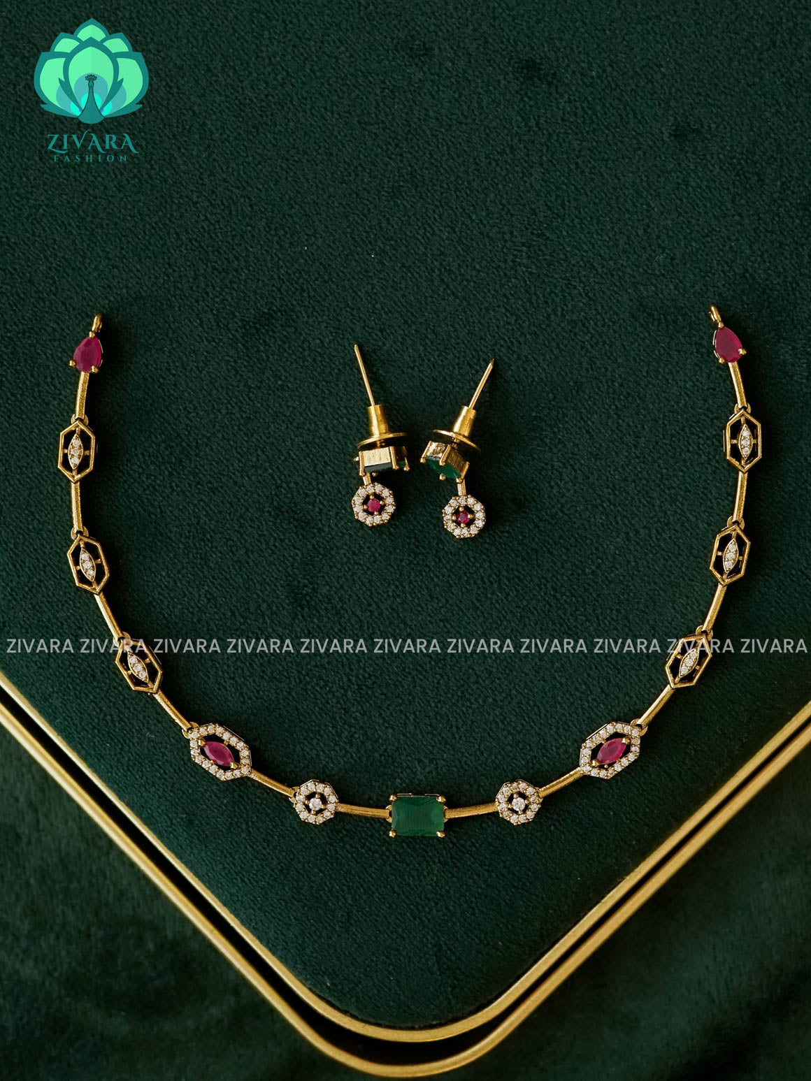 Kanya - WHITE TEAR  DIAMOND REPLICA NECKWEAR -  stylish and minimal elegant neckwear with earrings- Zivara Fashion