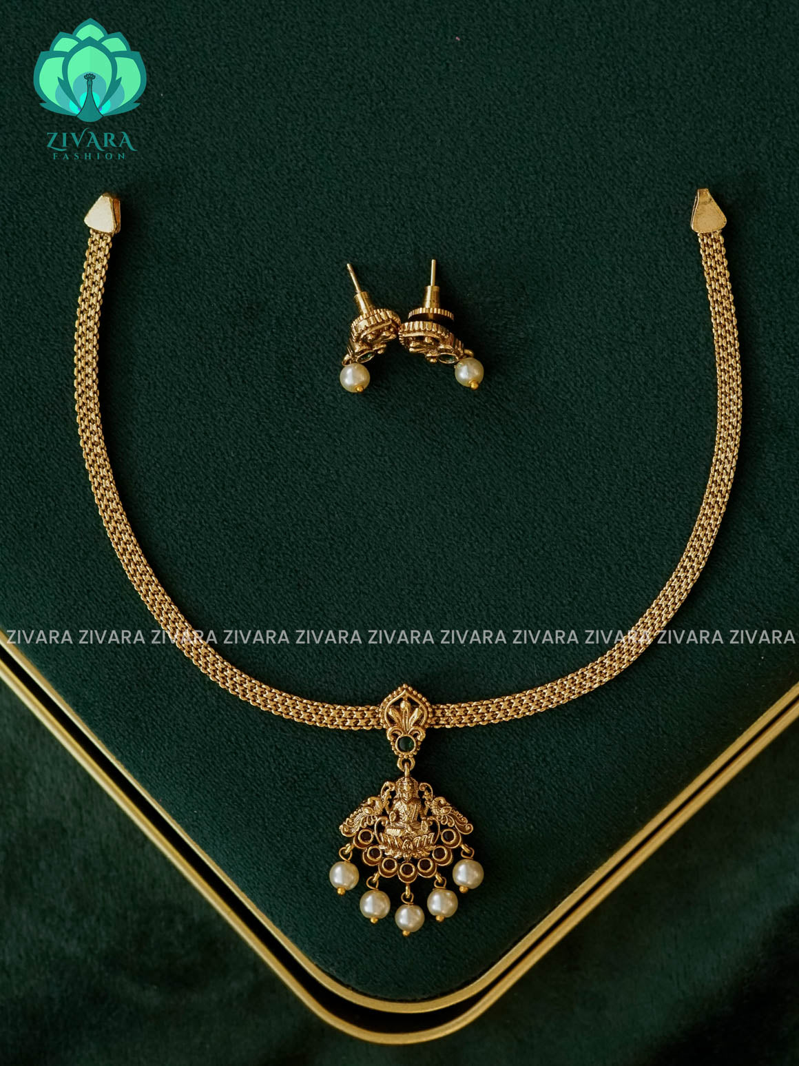 Flexible chain temple pendant   - Premium quality CZ Matte collection-south indian jewellery