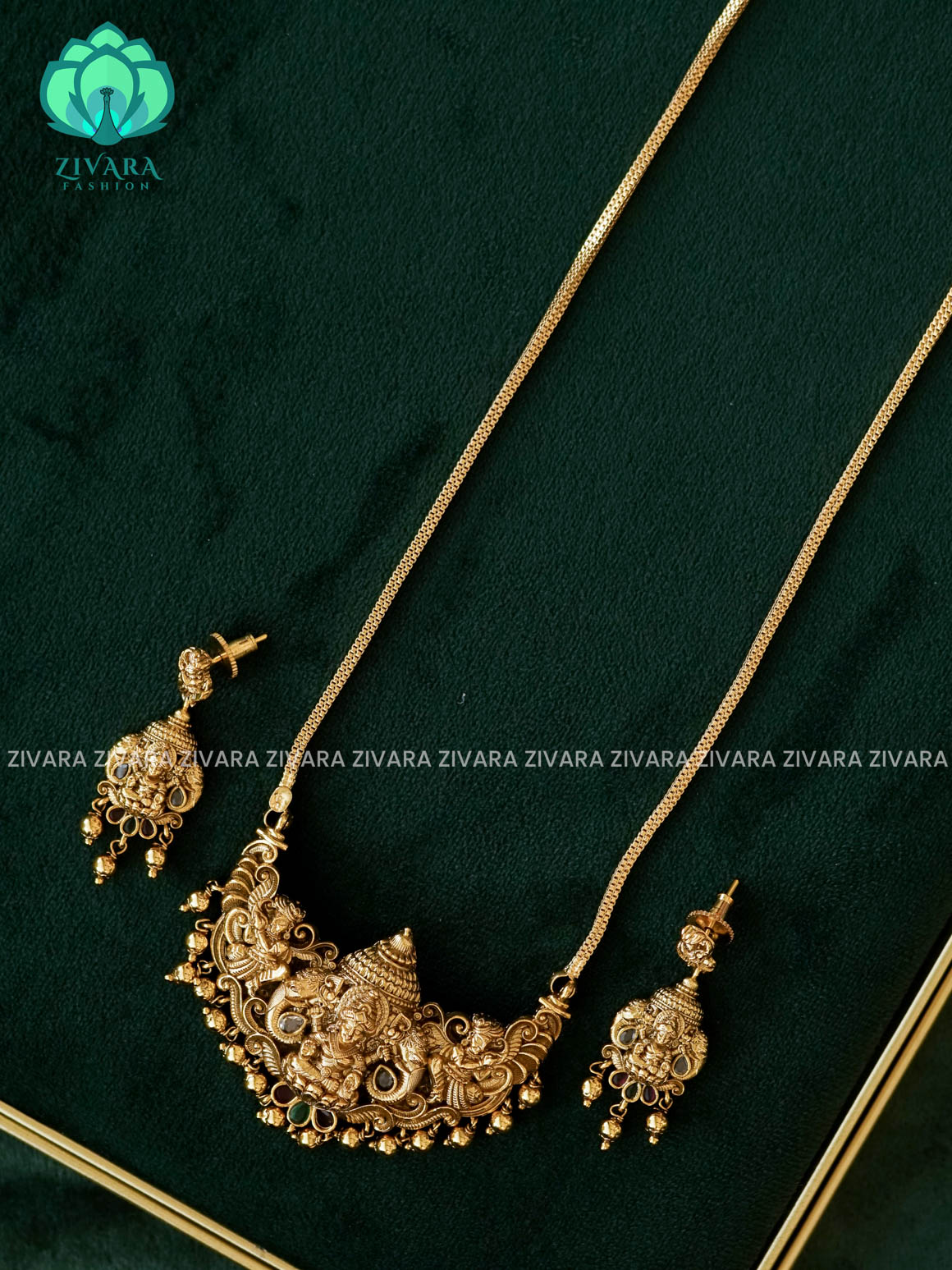 VINTAGE TEMPLE   PENDANT WITH CHAIN - Traditional PREMIUM MATTE polish MIDCHEST neckwear - Zivara Fashion