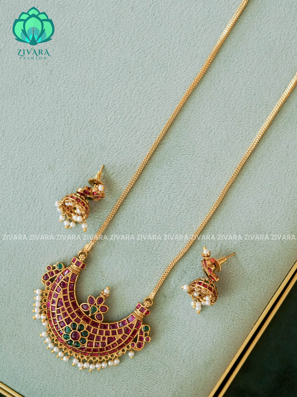MOON - PENDANT WITH CHAIN - Traditional PREMIUM MATTE polish MIDCHEST neckwear - Zivara Fashion