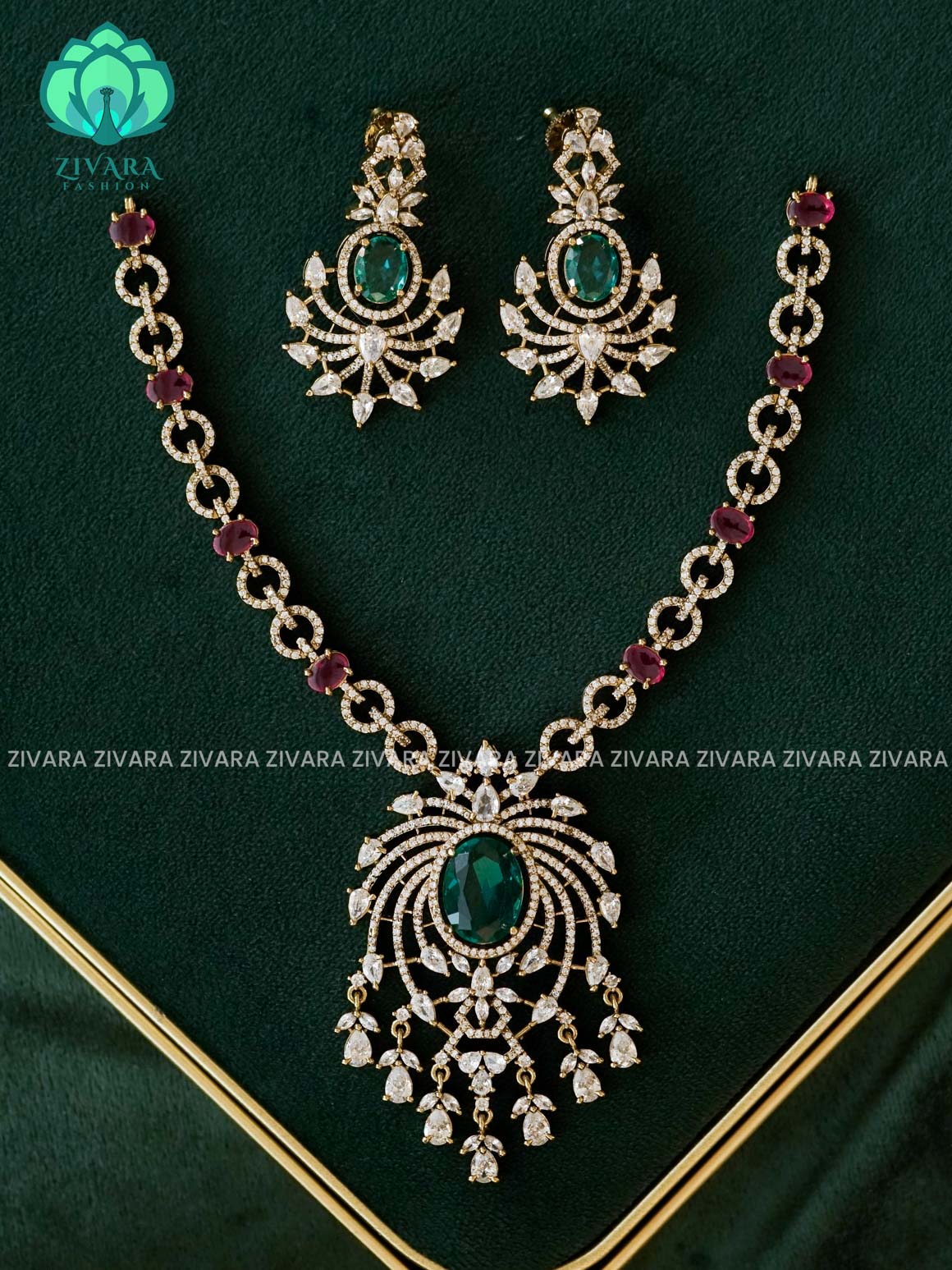 Akshayam - motif free - bridal temple neckwear -Traditional south indian premium neckwear with earrings- Zivara Fashion- latest jewellery design