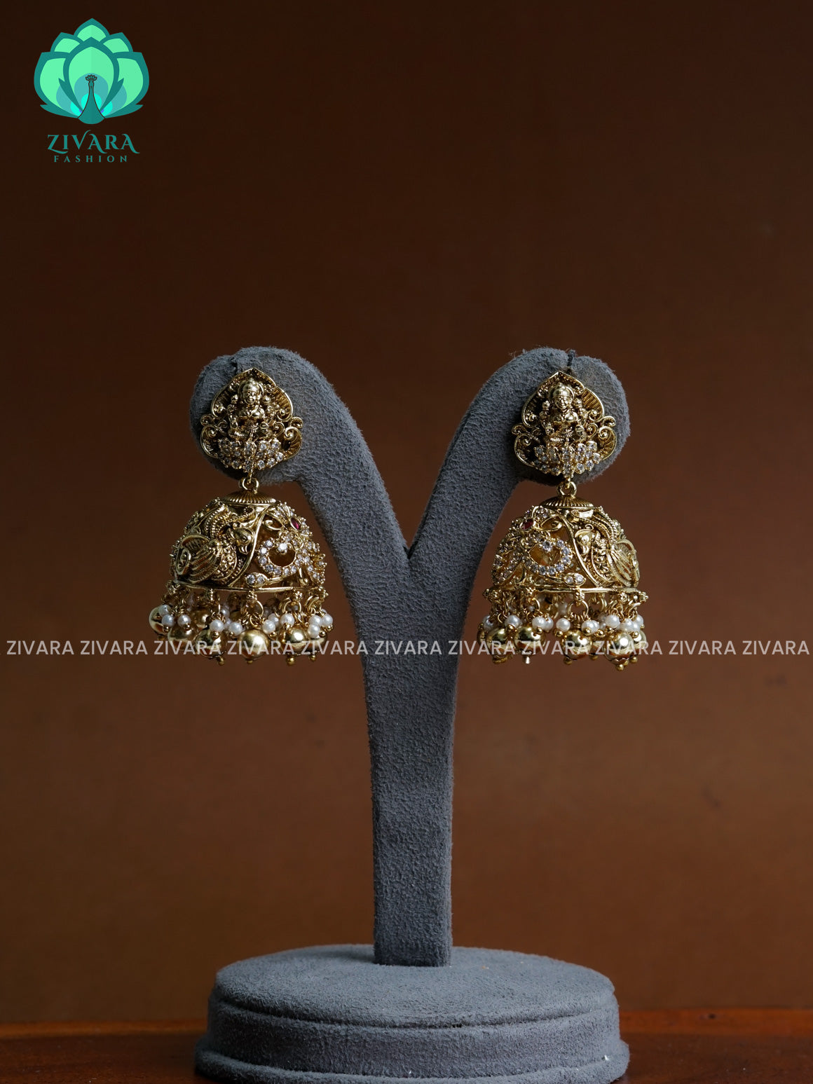 HEAVY GOLD LOOK ALIKE BRIDAL TEMPLE TRADITIONAL PREMIUM MATTE  polish JHUMKA- latest jewellery collection- zivara fashion