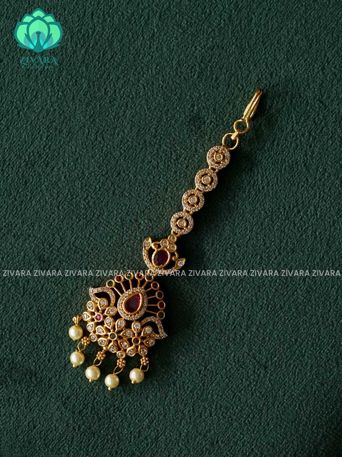 PEACOCK MOTIF gold polish chutti   - Bridal maang tikka, chutti- bridal head accessory- latest bridal collection - Zivara fashion