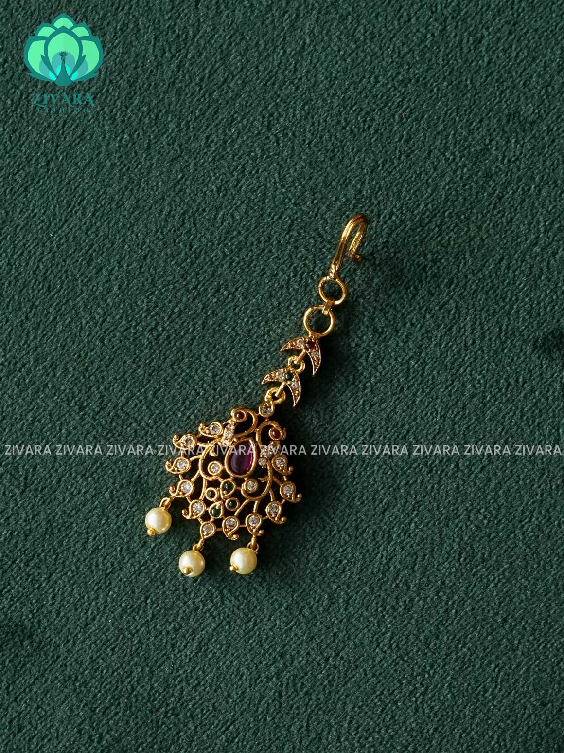 PEACOCK MOTIF gold polish chutti   - Bridal maang tikka, chutti- bridal head accessory- latest bridal collection - Zivara fashion