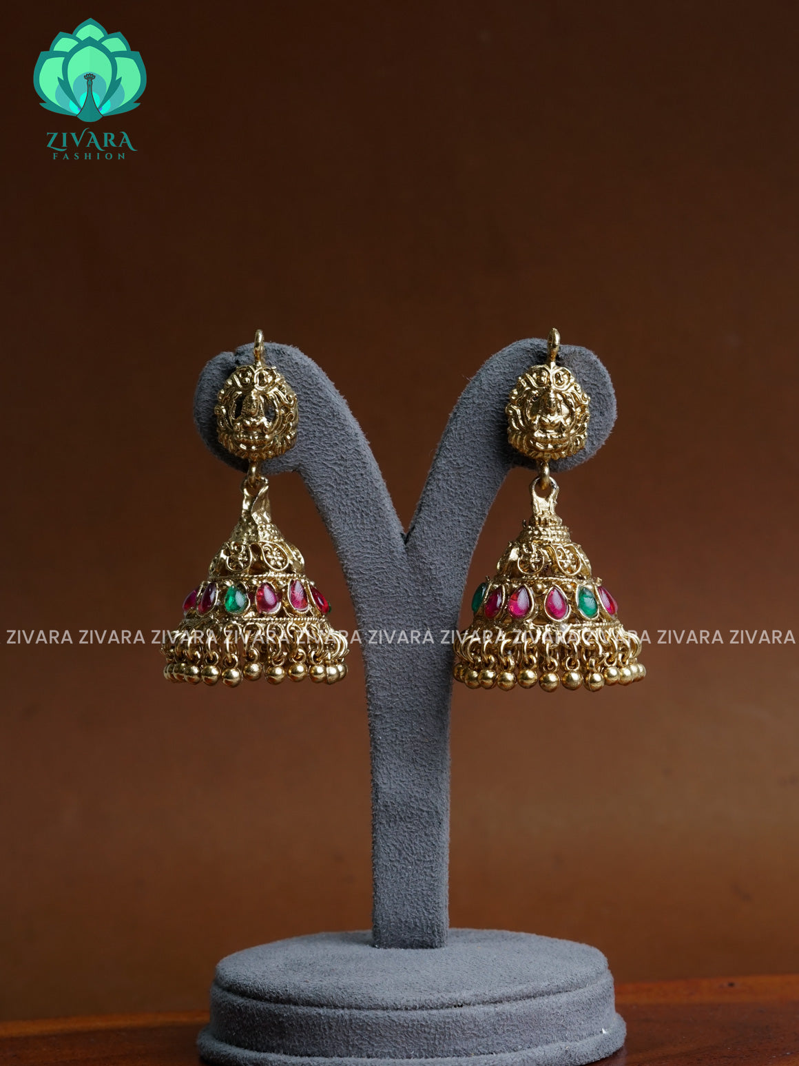 TEMPLE JHUMKA- TRADITIONAL NORMAL MATTE  polish JHUMKA- latest jewellery collection- zivara fashion