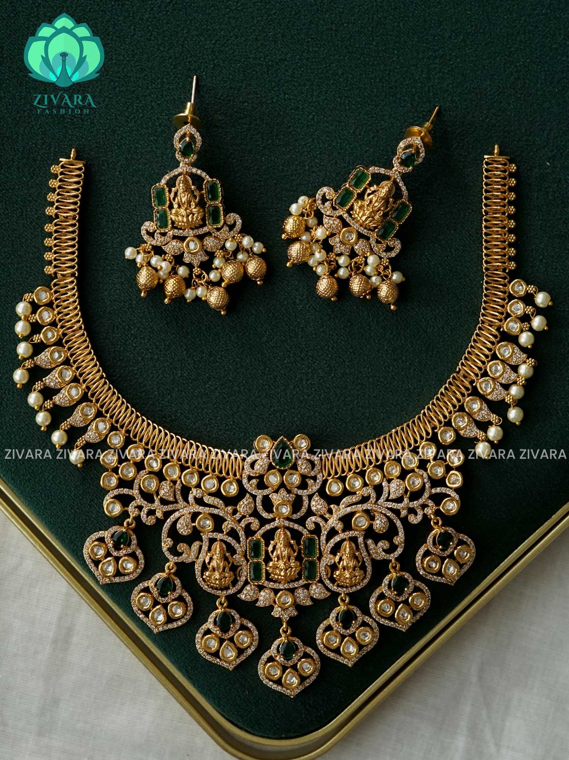 AKSHAYAM - GRAND BRIDAL  - Traditional south indian premium neckwear with earrings- Zivara Fashion- latest jewellery design