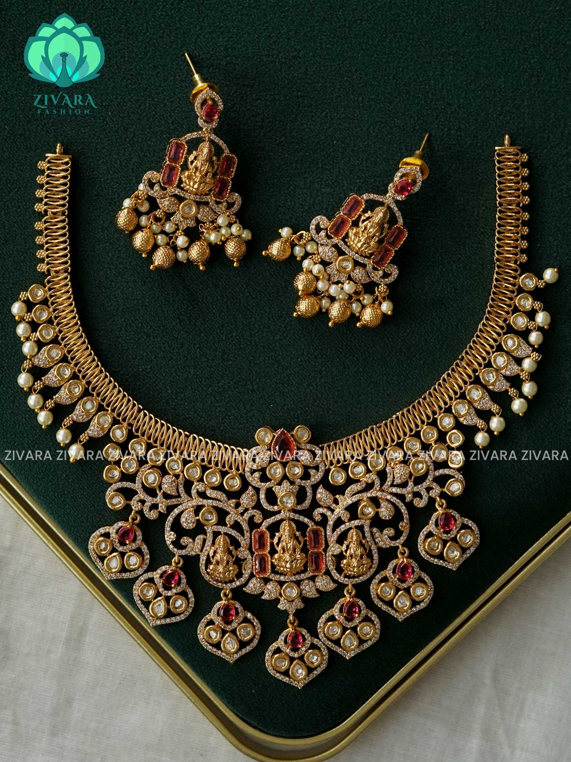 AKSHAYAM - GRAND BRIDAL  - Traditional south indian premium neckwear with earrings- Zivara Fashion- latest jewellery design