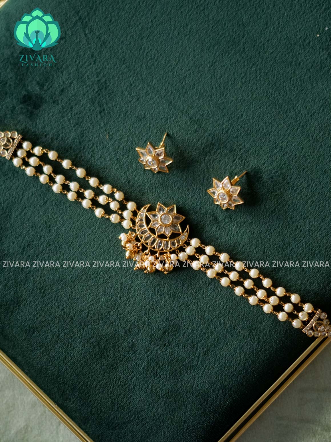 WHITE CHAND PEARL CHOKER  -  TRADITIONAL CHOKER COLLECTION WITH EARRINGS- LATEST JEWELLERY COLLECTION
