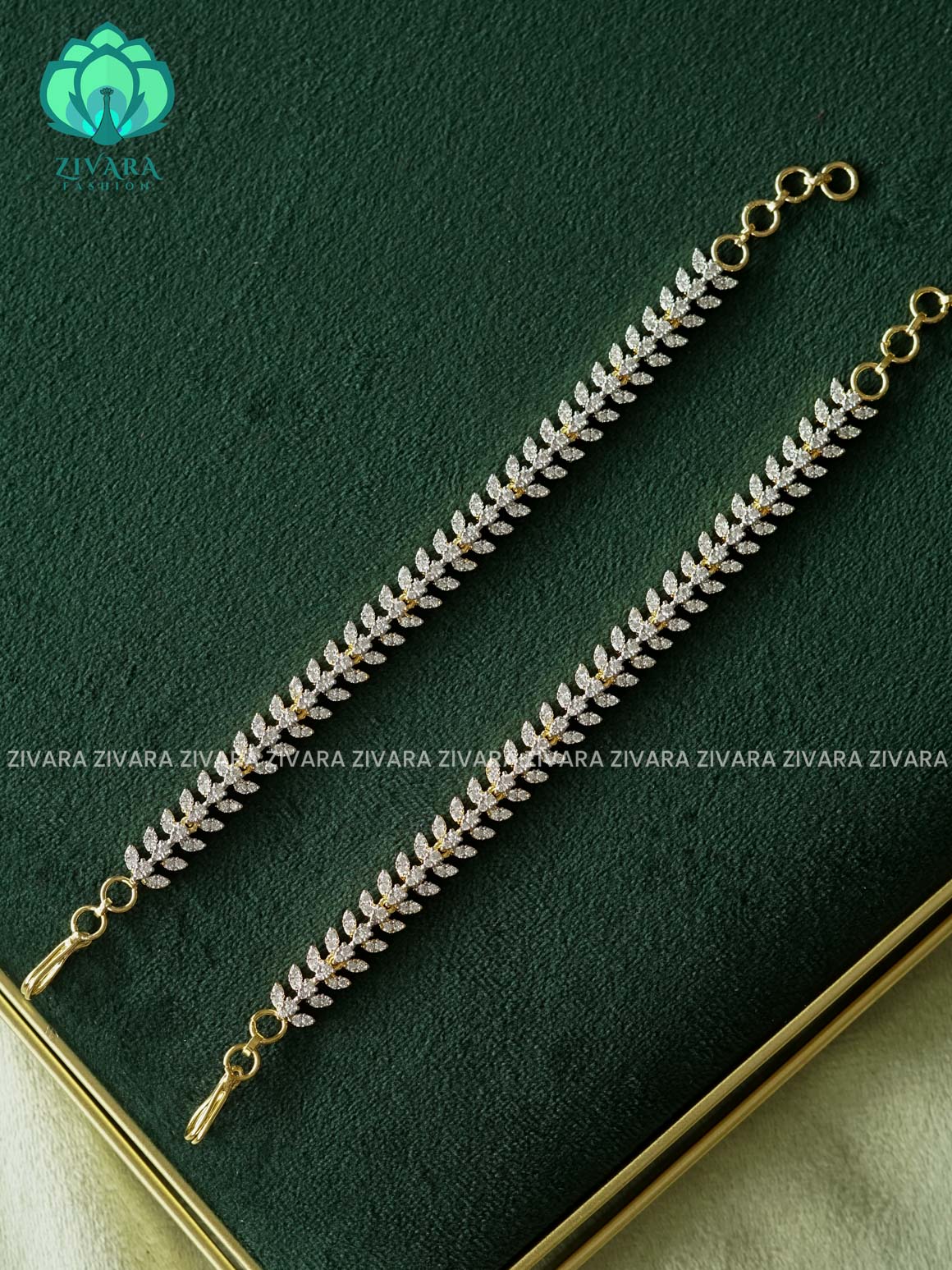 Rhodium dual polish straight premium finish bridal earchain maatal- south indian kemp bridal accessory