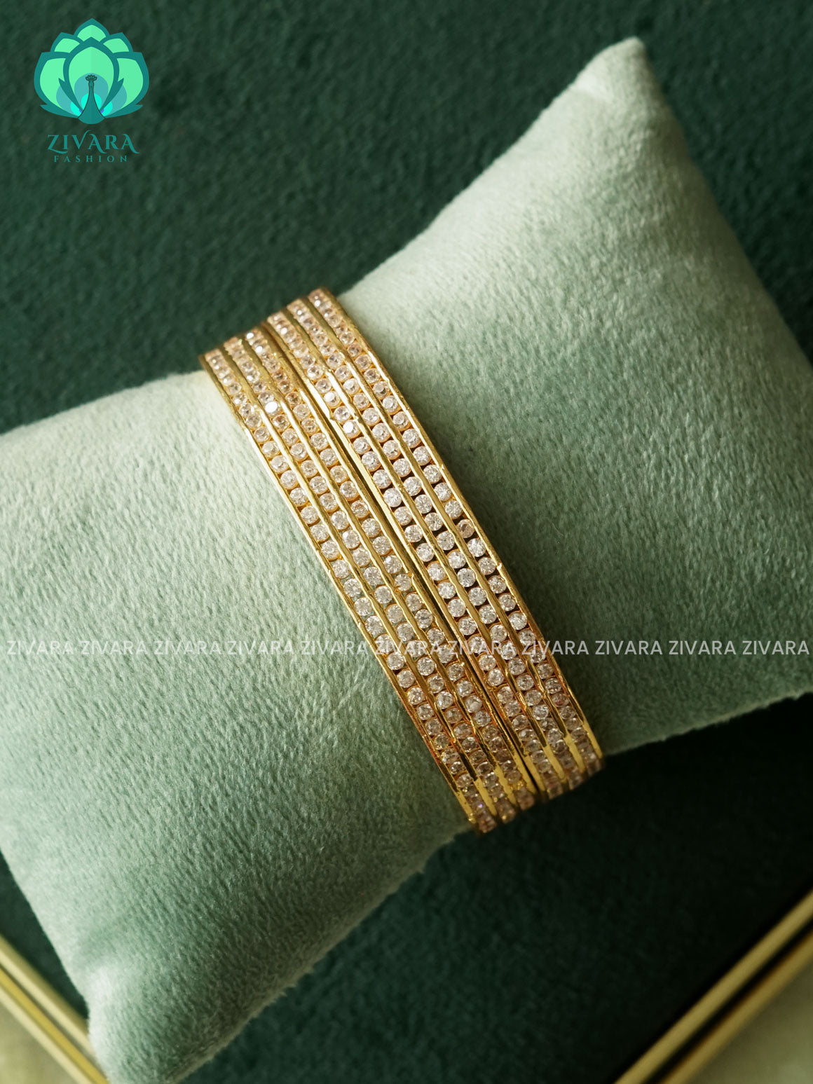 2 piece WHITE STONE BANGLES  - latest bangles design-ZIVARA FASHION