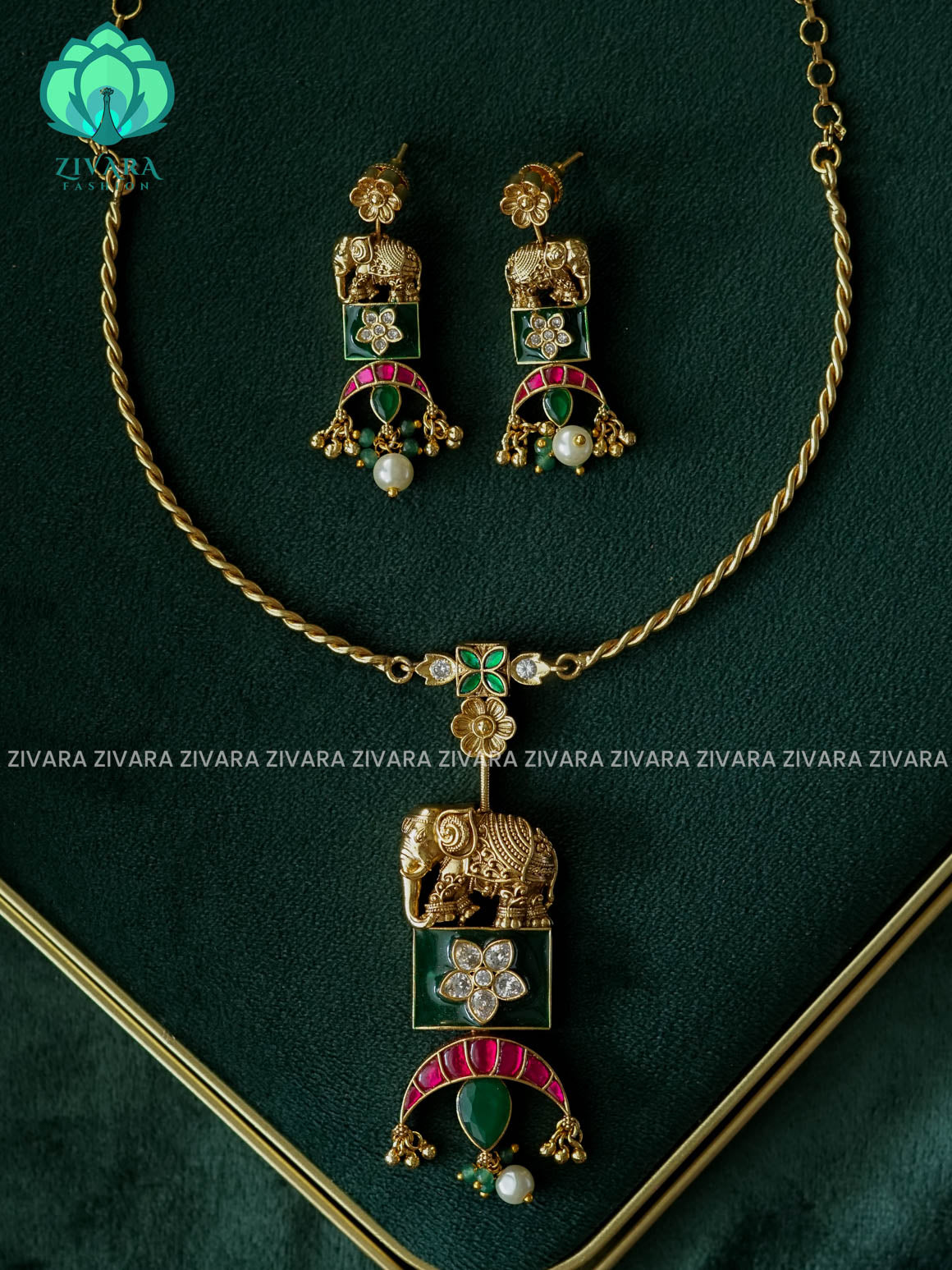 ELEPHANT JADAU HASLI BRIDAL    - Traditional neckwear with premium matte finish - Zivara Fashion