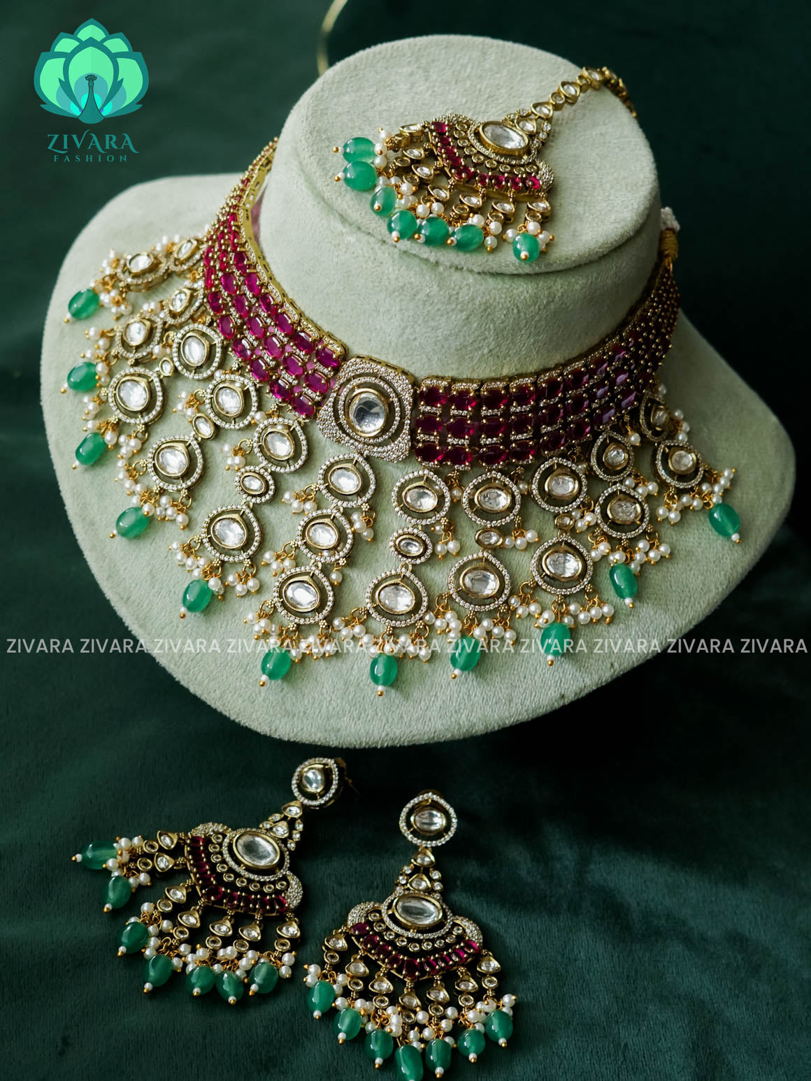 AKSHAYAM - HEAVY BRIDAL MOZANITE CHOKER -TRADITIONAL CHOKER COLLECTION - LATEST JEWELLERY COLLECTION-ZIVARA FASHION