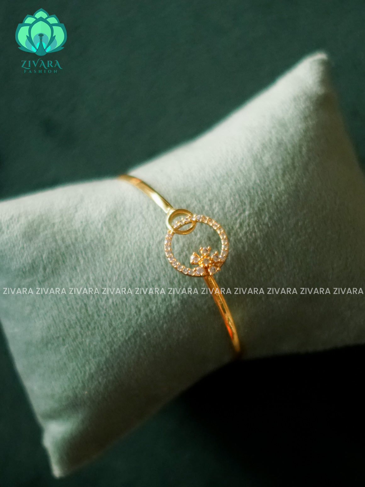 1 piece free size WHITE ROUND FLOWER KADA -Premium gold finish kada bangle- latest jewellery collection- Zivara Fashion