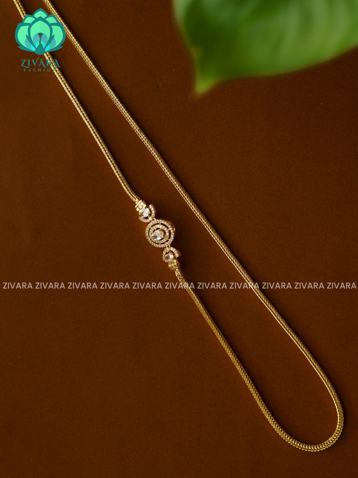 Simple 24" mogapu chain with premium gold polish  -Traditional south indian premium neckwear with earrings- Zivara Fashion- latest jewellery design.