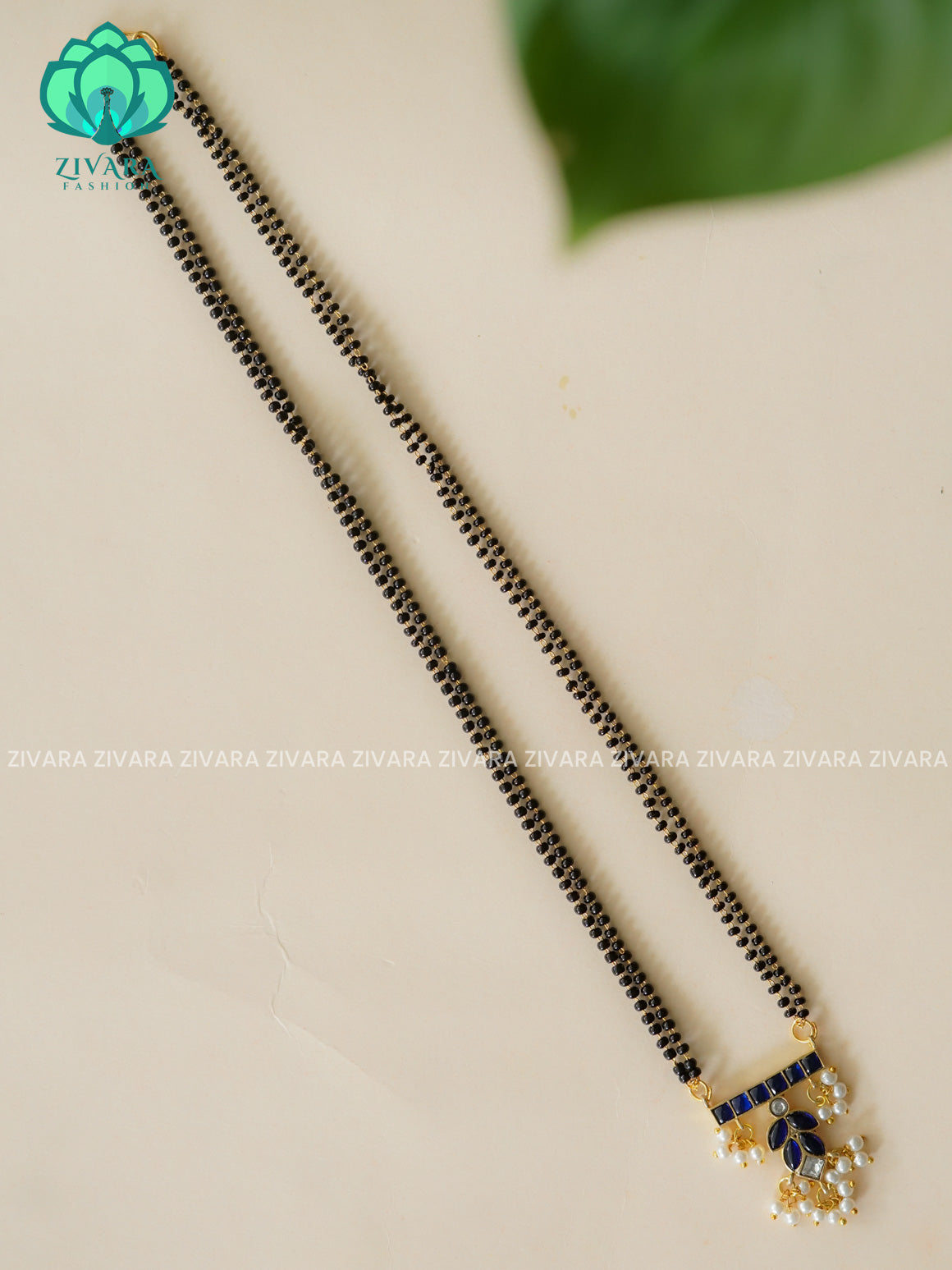 BLUE LEAF MANGALSUTRA  - TRADITIONAL NORMAL MATTE MIDCHEST haaram/neckwear - Zivara Fashion