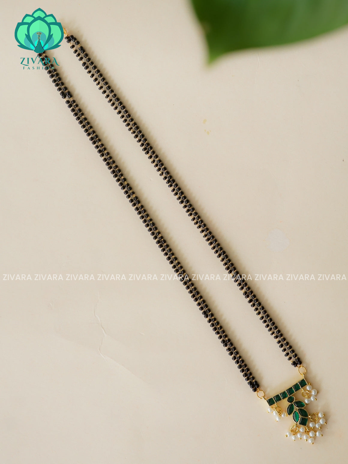 GREEN LEAF MANGALSUTRA  - TRADITIONAL NORMAL MATTE MIDCHEST haaram/neckwear - Zivara Fashion