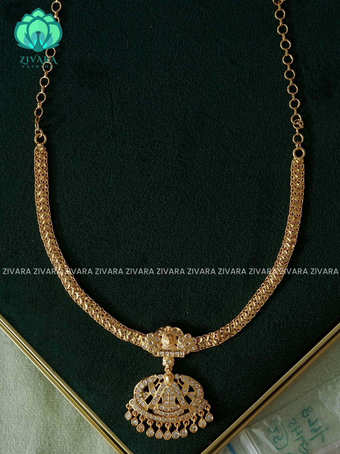 AMBIGAI  -  WHITE  STONE MOTIF FREE  MICROGOLD POLISH FLEXIBLE CHAIN  ATTIGAI - Zivara Fashion- latest jewellery design