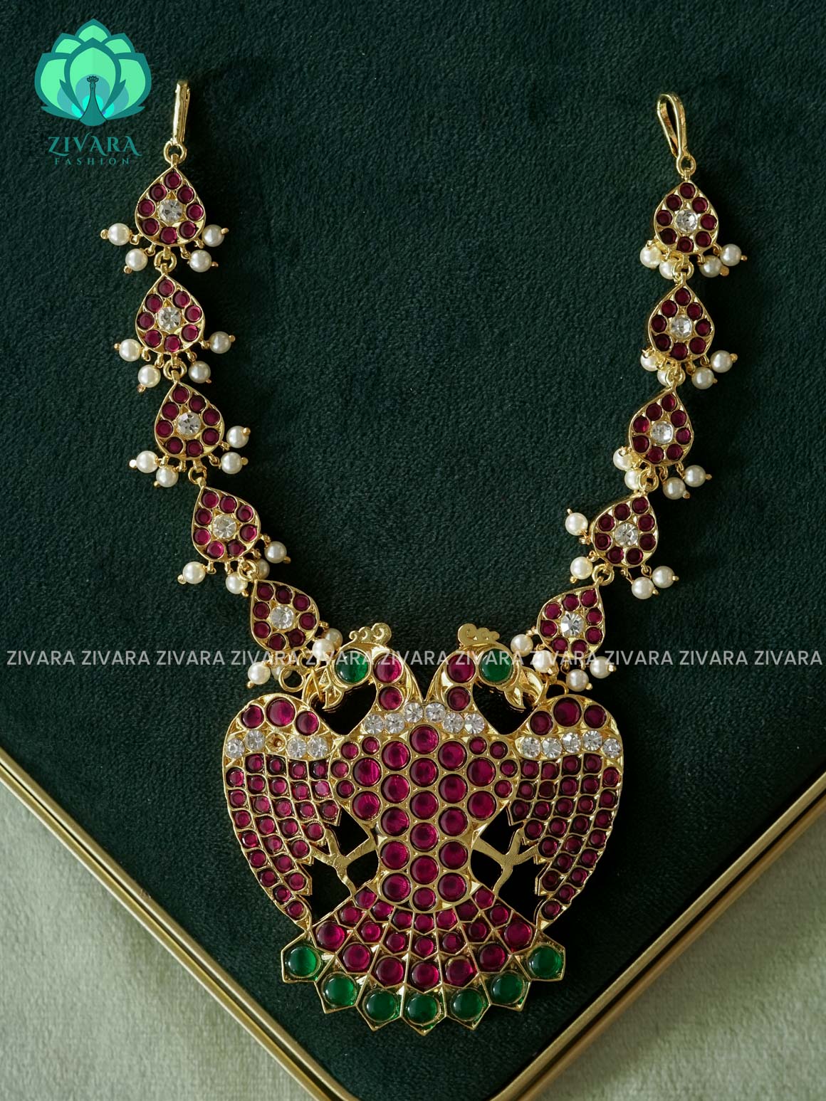 MATHANGI  GANDABERUDA - NECKLACE- REAL KEMP BHARATHANATYAM DANCE PREMIUM JEWELLERY