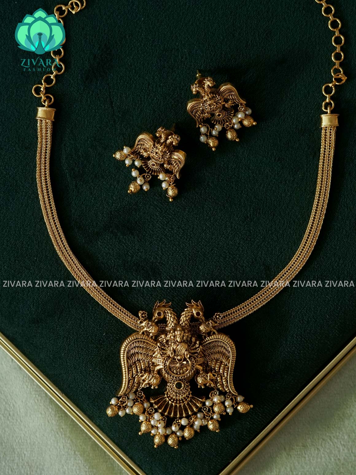Authentic gandaberuda vintage finish FLEXIBLE CHAIN  - Traditional south indian premium neckwear - Zivara Fashion- latest jewellery design
