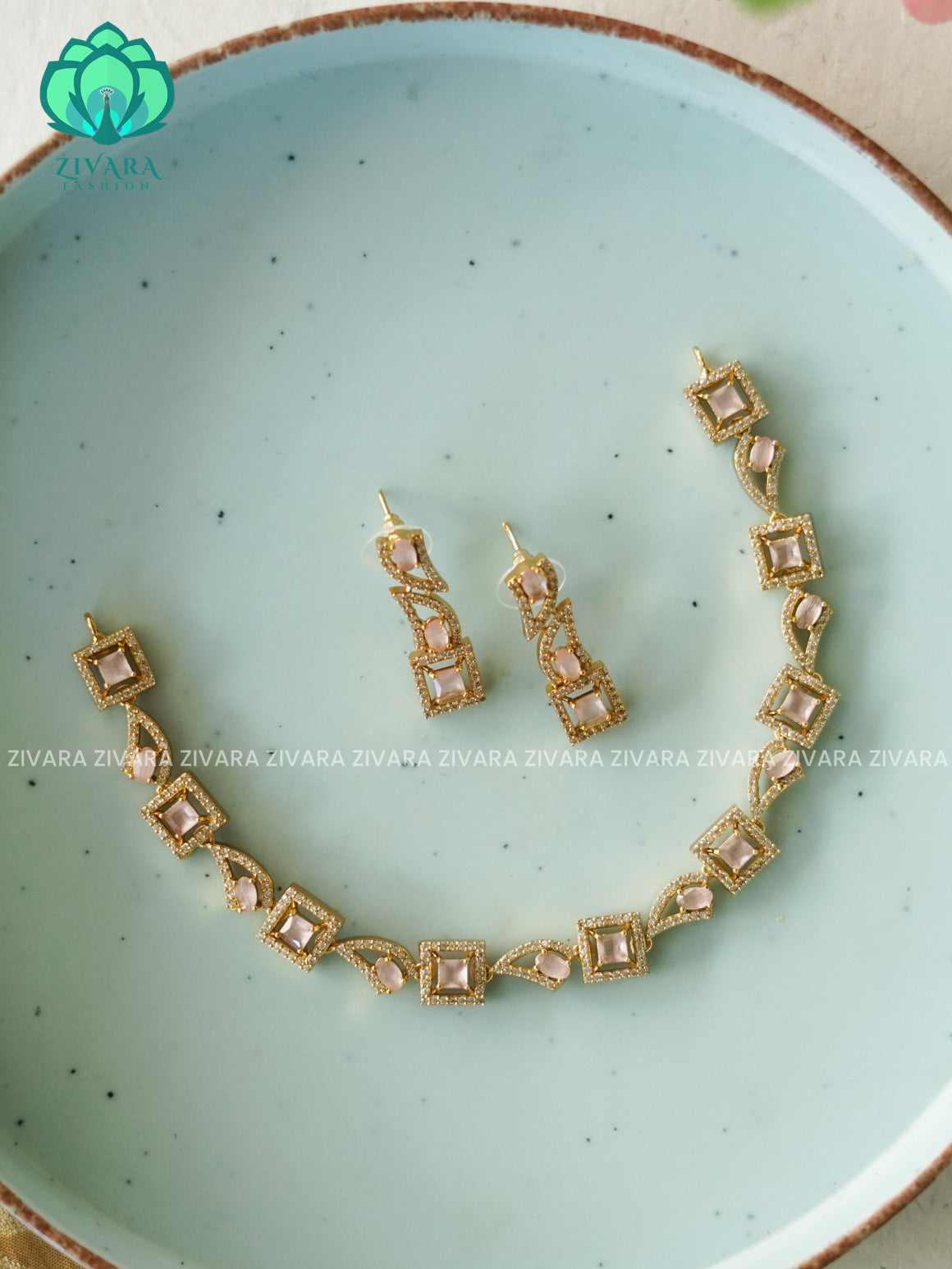 PINK DIAMOND  - Ultra premium victoria finish dark polish trending neckwear collection- bridal collection- Zivara FashioN