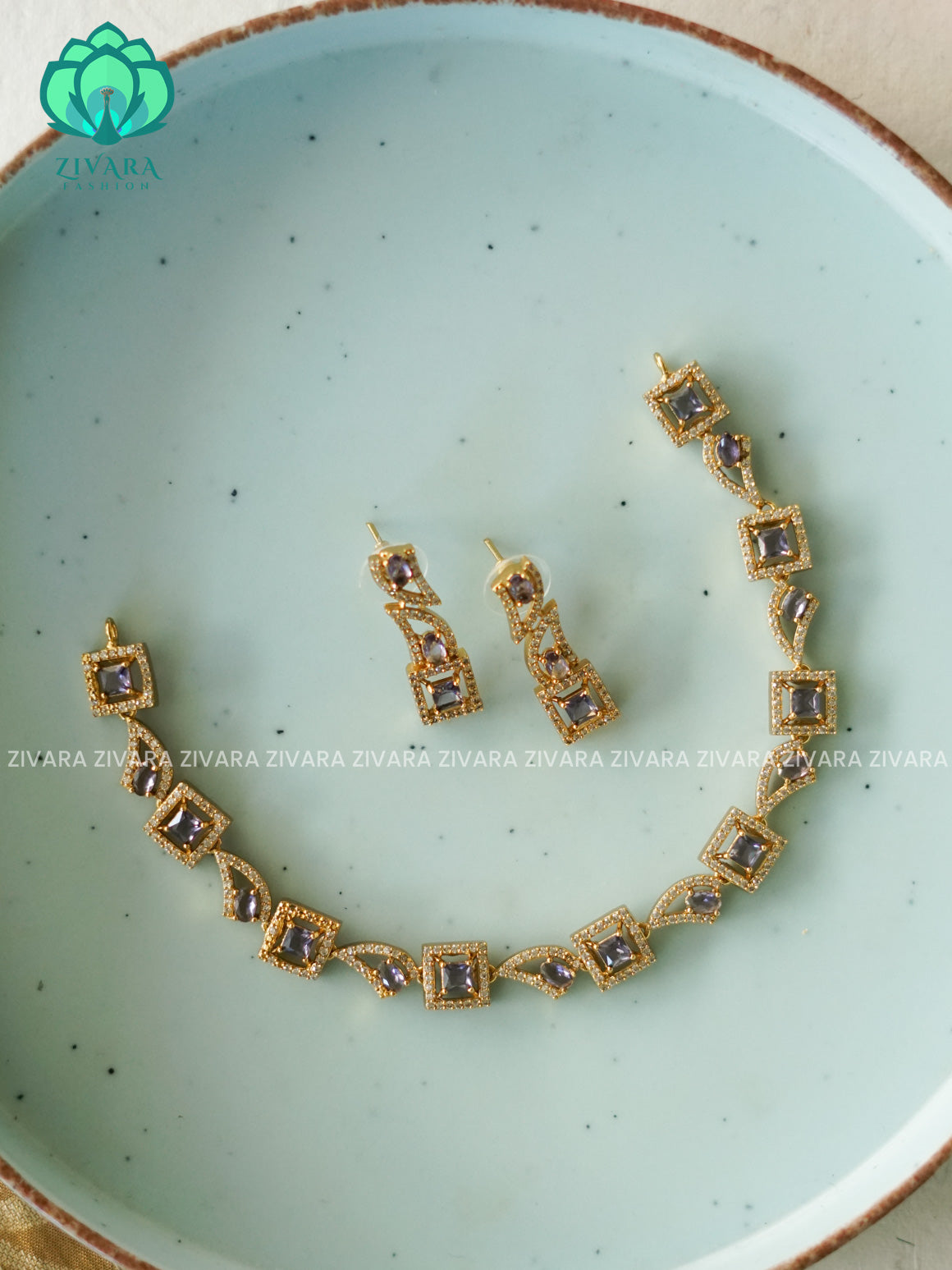 PURPLE DIAMOND  - Ultra premium victoria finish dark polish trending neckwear collection- bridal collection- Zivara FashioN