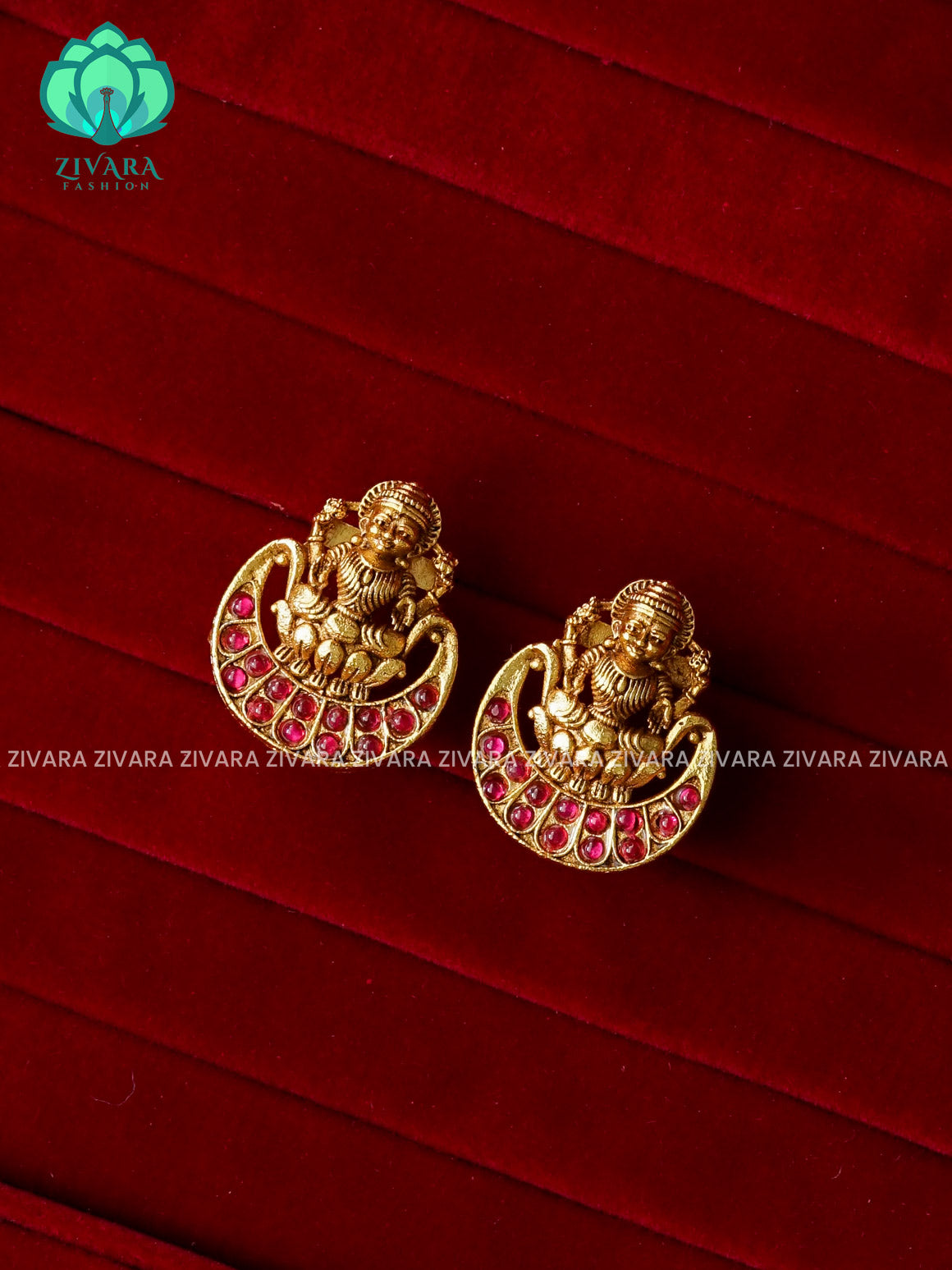 RUBY TEMPLE STUDS  - latest jewellery collection- zivara fashion