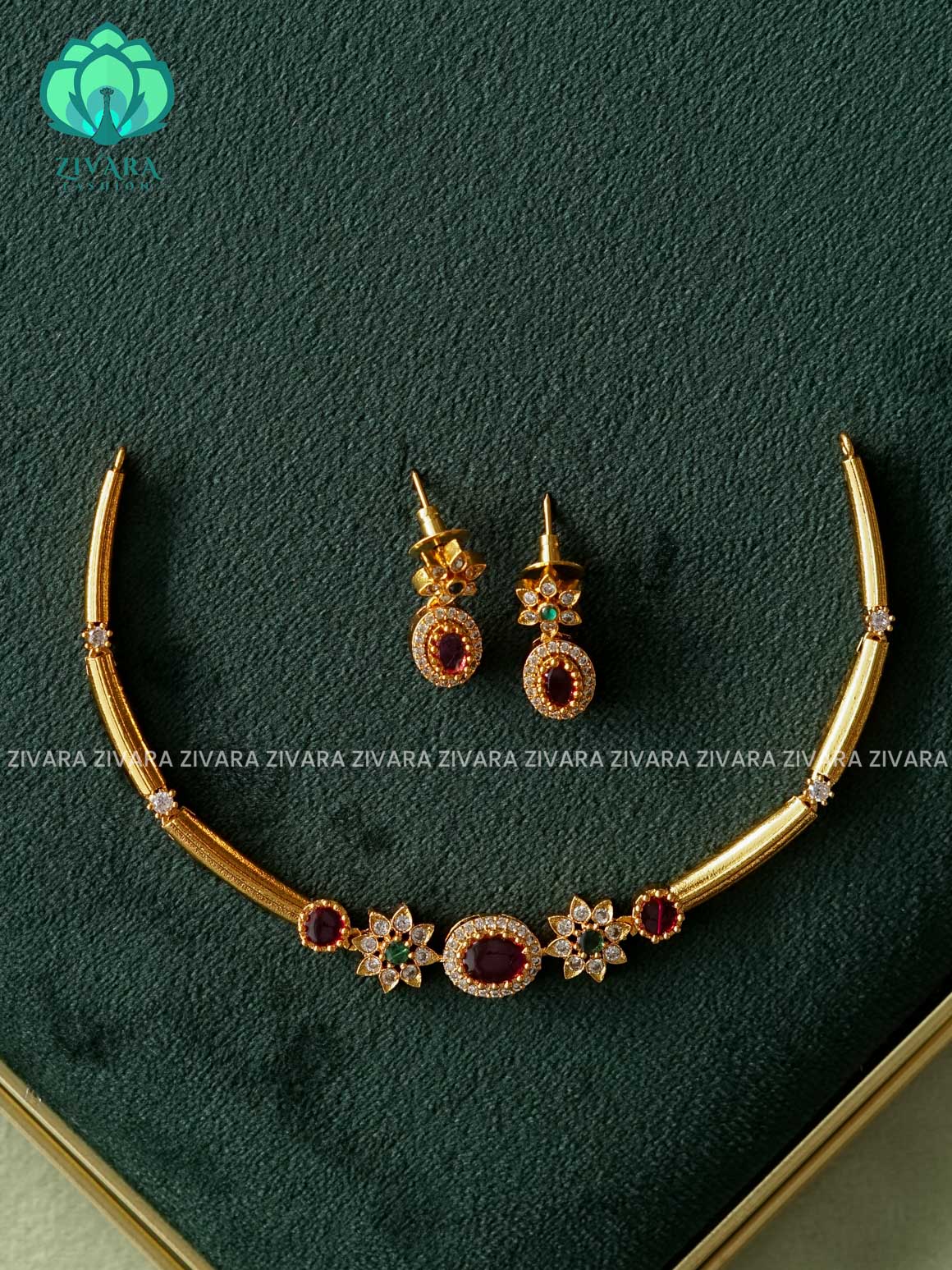 MOTIF FREE KIDS  EXCLUSIVE (3 INCH PLUS EXTENSION) CHOKER  WITH EARRINGS- LATEST JEWELLERY COLLECTION