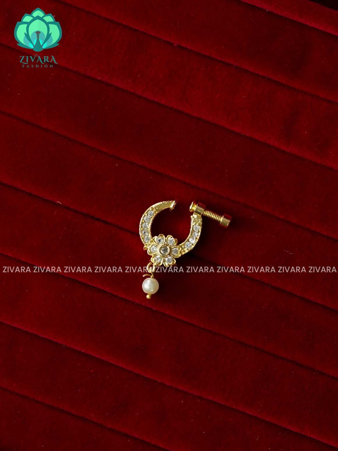 TRADITIONAL FLORAL RING TYPE NON PIERCING NOSEPIN- ZIVARA FASHION