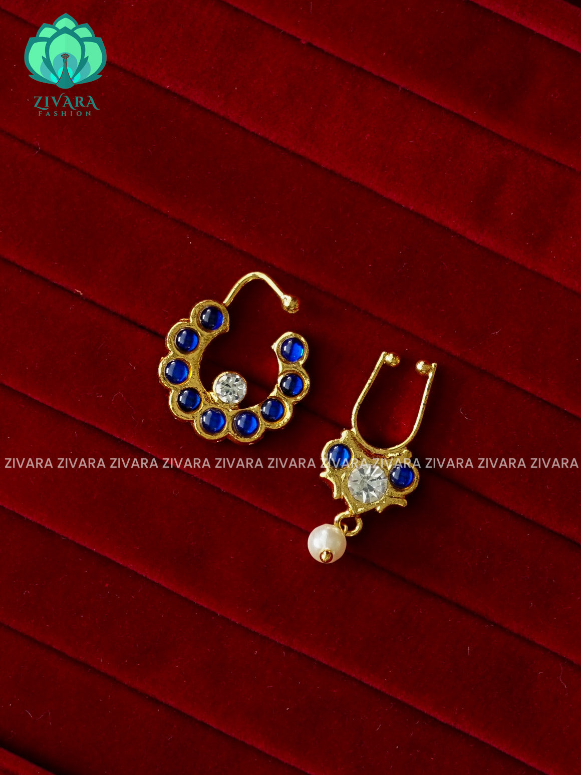 KEMP BLUE - RING TYPE NON PIERCING NOSEPIN- ZIVARA FASHION