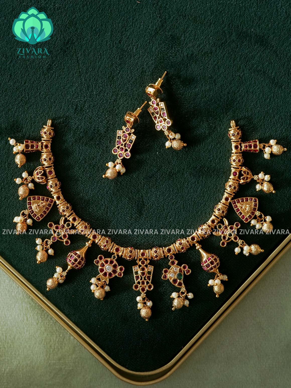 TIRUMAL PENDANT -  -Traditional south indian premium neckwear with earrings- Zivara Fashion- latest jewellery design