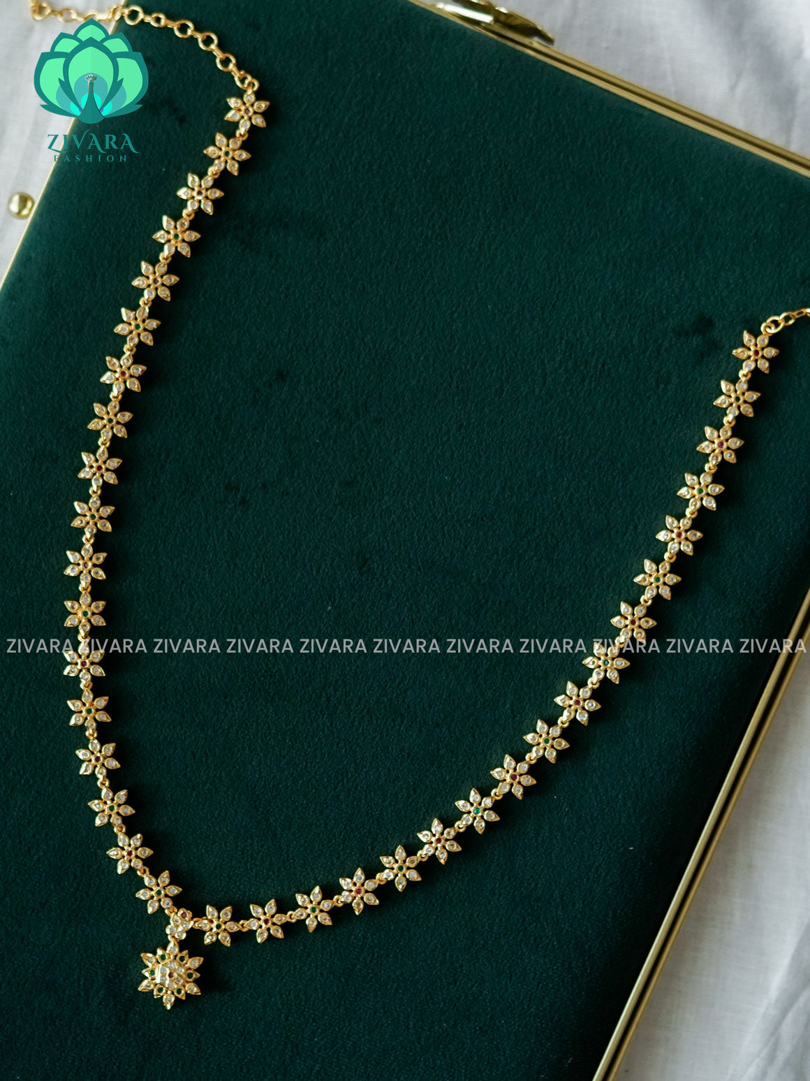 STAR ELEGANT  - MATTE  FINISH Traditional MIDCHEST haaram/neckwear with earrings- Zivara fashion