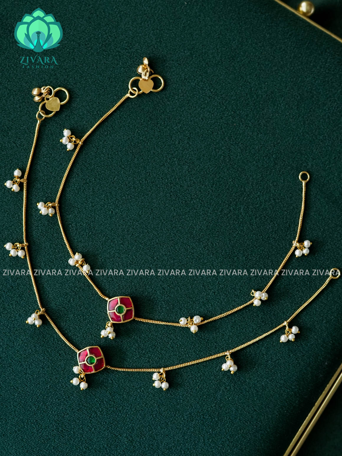 Jadau DIAMOND  - Trending occasional wear anklets (9.75 inch approx )for women- latest jewellery- ZIVARA FASHION