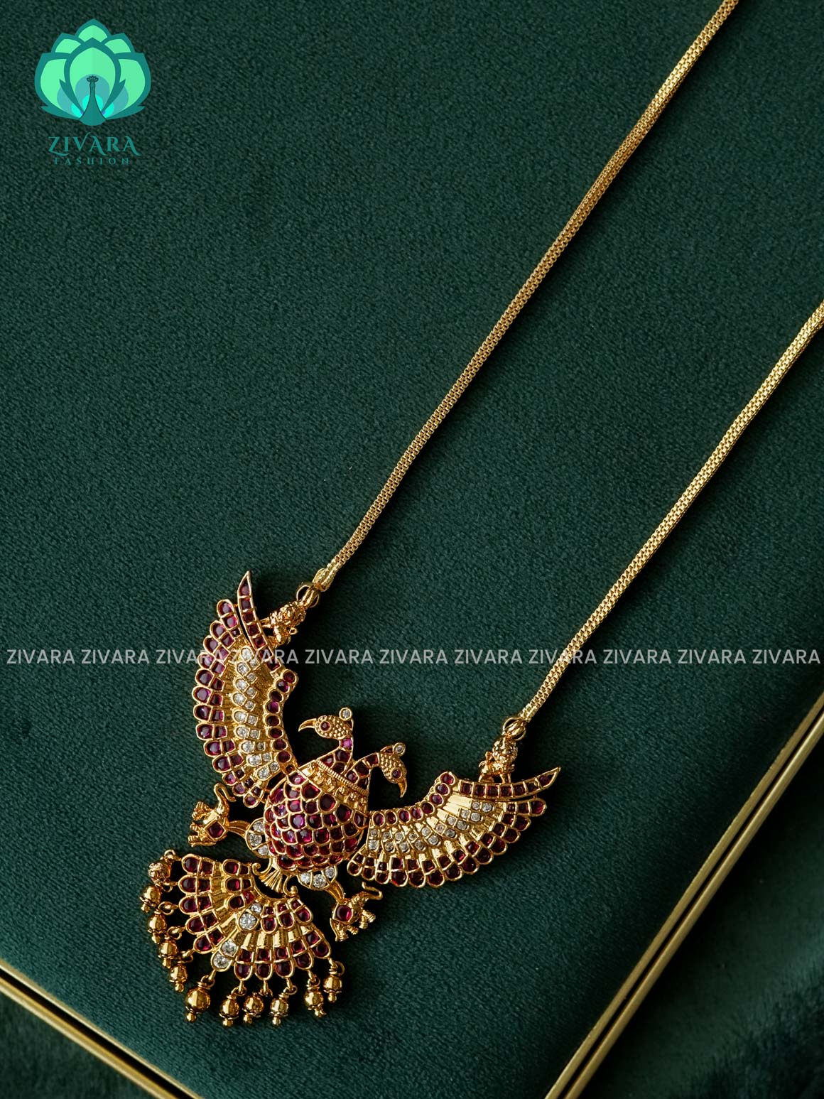 GENDABERUNDA PENDANT WITH CHAIN - Traditional PREMIUM MATTE polish MIDCHEST neckwear - Zivara Fashion