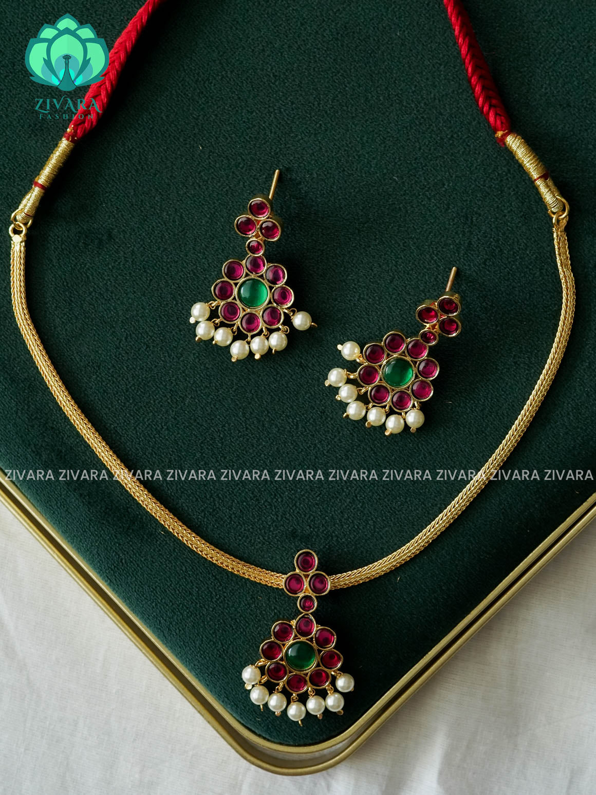 MATHANGI- NECKLACE- REAL KEMP BHARATHANATYAM DANCE PREMIUM JEWELLERY (PREORDER WITH 3 TO 10 DAYS DISPATCH TIME) (Copy)