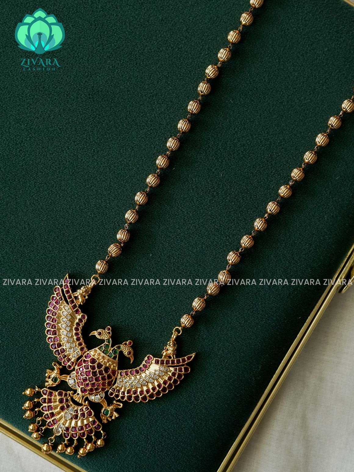 GENDABERUNDA PENDANT WITH CHAIN - Traditional PREMIUM MATTE polish MIDCHEST neckwear - Zivara Fashion