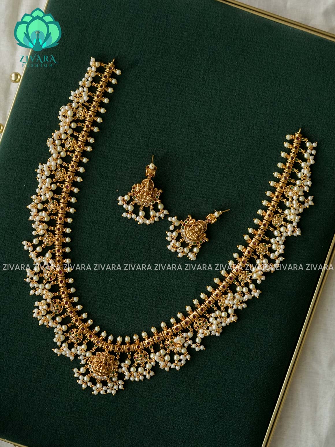Akshayam- bridal guttapusalu neckwear -Traditional south indian premium neckwear with earrings- Zivara Fashion- latest jewellery design
