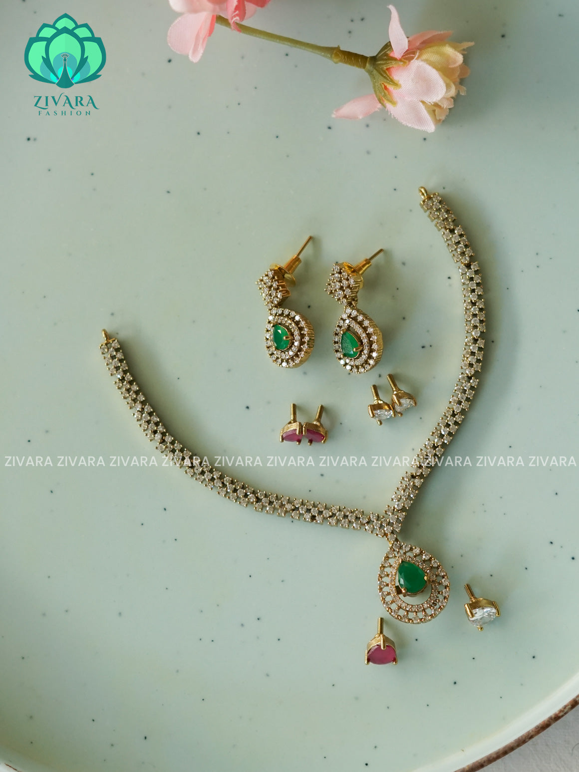 Interchangable hotselling NECKWEAR with earrings - latest pocket friendly south indian jewellery collection