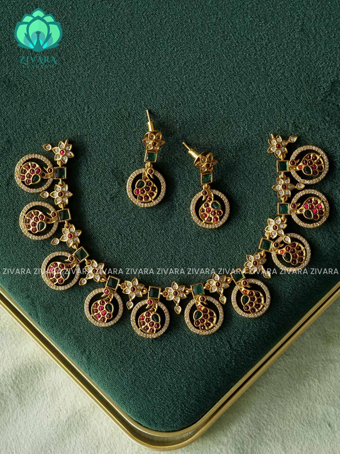 PEACOCK- Traditional south indian premium neckwear with earrings- Zivara Fashion- latest jewellery design