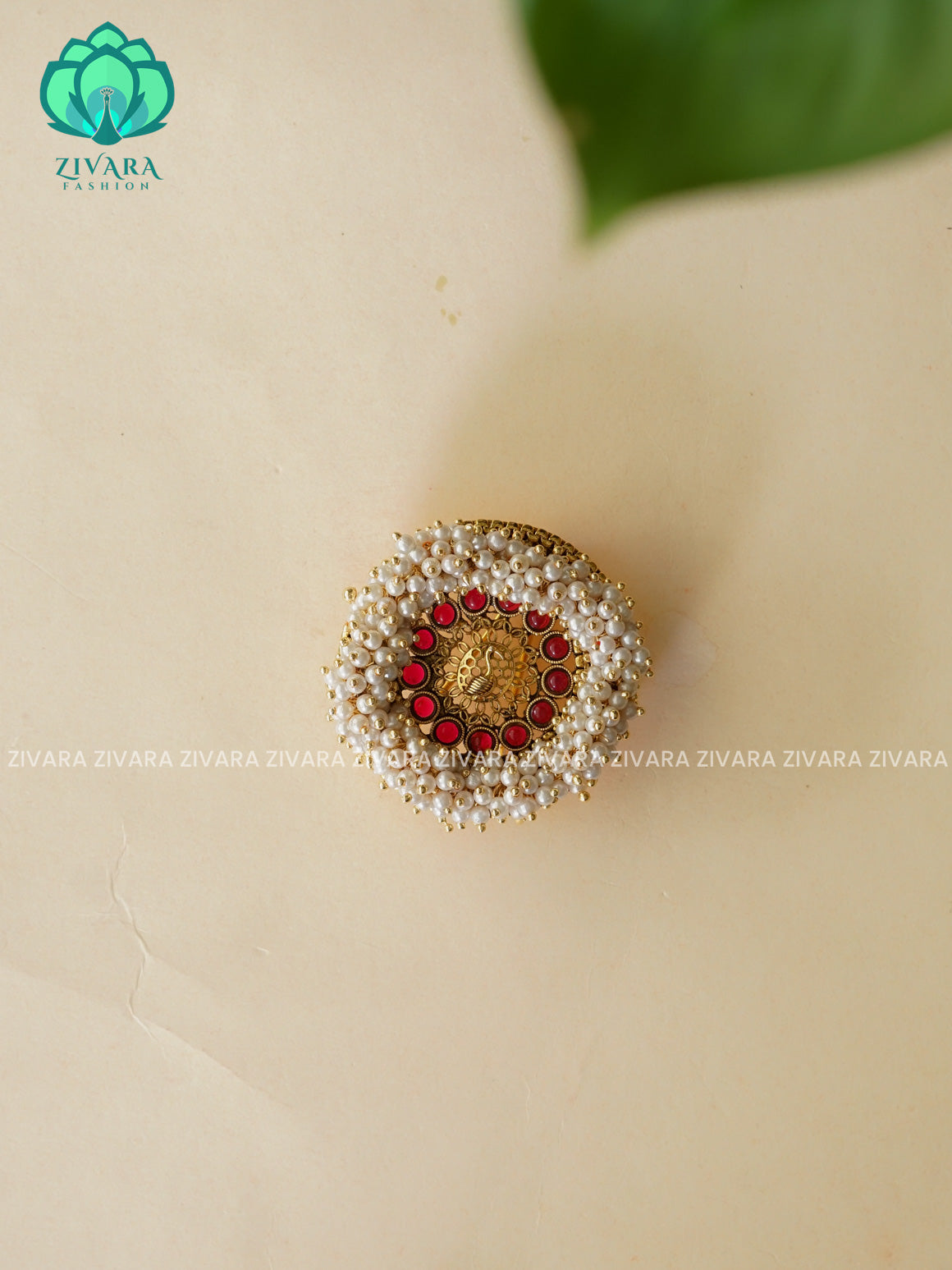 RUBY AND GREEN  - TEMPLE NORMAL MATTE CHOTIS (4 TO 5.5 INCHES)- TRADITIONAL BRIDAL HAIR ACCESSORIES- ZIVARA FASHION