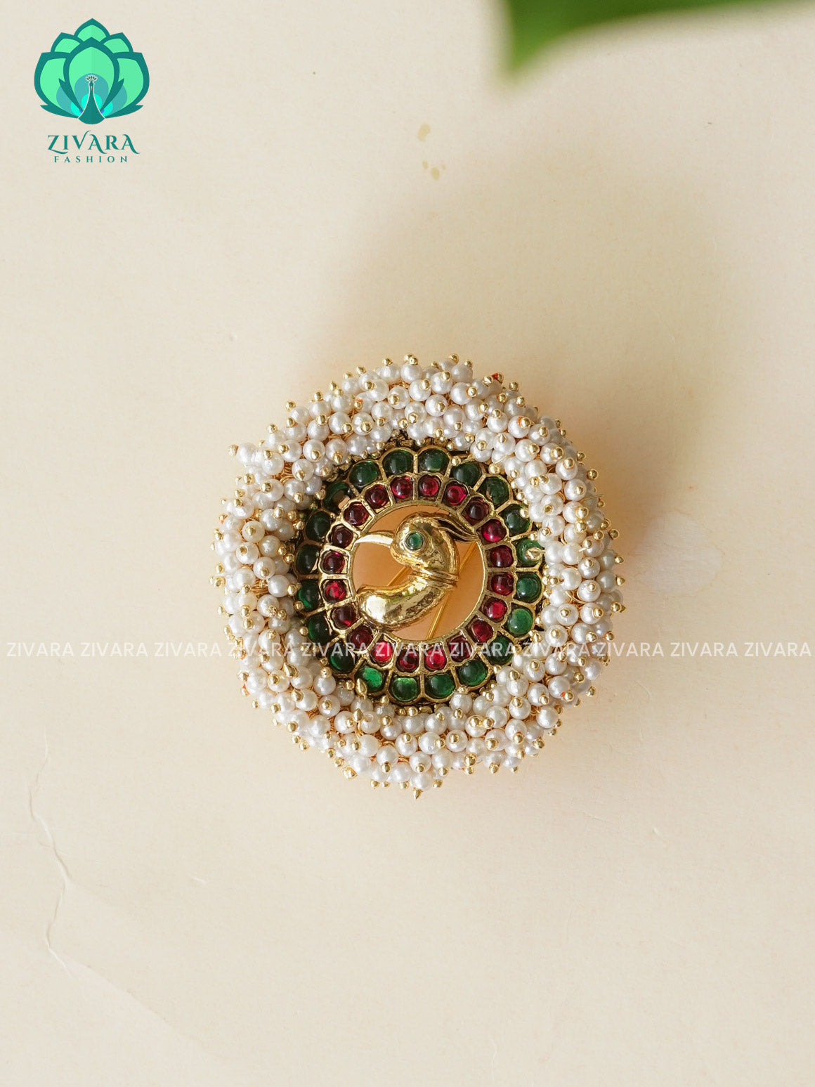 RUBY AND GREEN  - TEMPLE NORMAL MATTE CHOTIS (4 TO 5.5 INCHES)- TRADITIONAL BRIDAL HAIR ACCESSORIES- ZIVARA FASHION