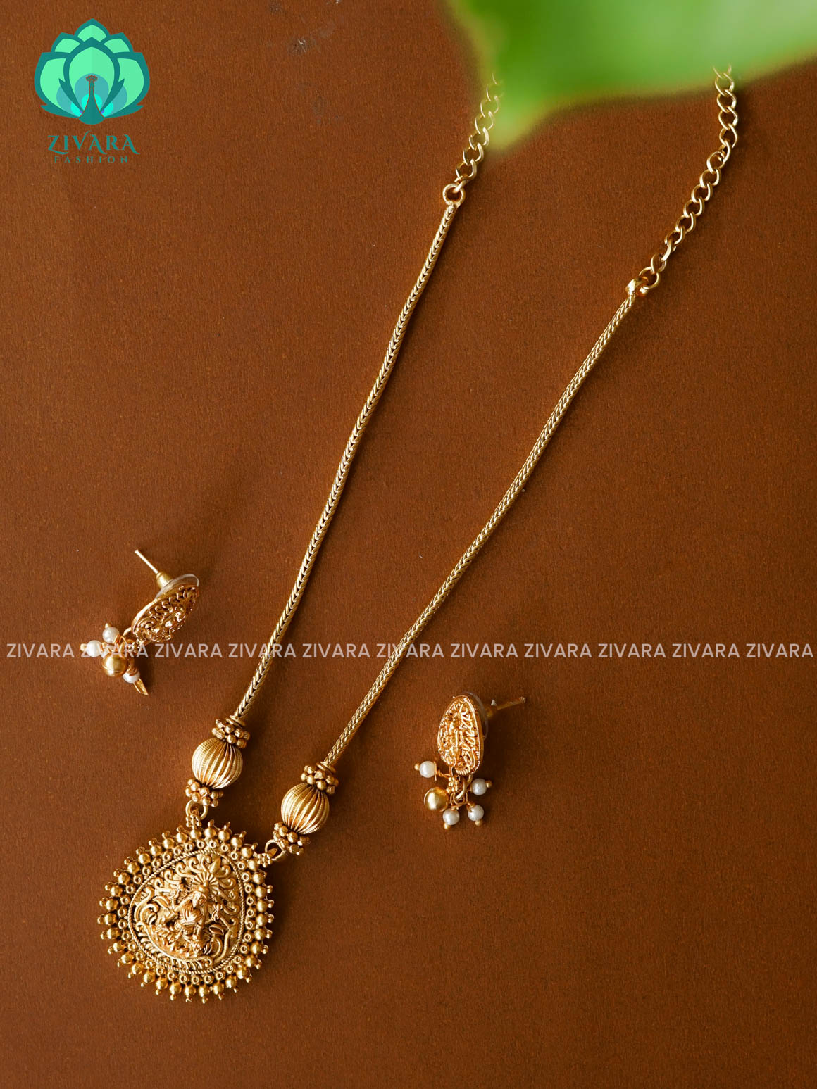 Butter chain and TEMPLE pendant -Traditional south indian premium neckwear with earrings- Zivara Fashion- latest jewellery design.