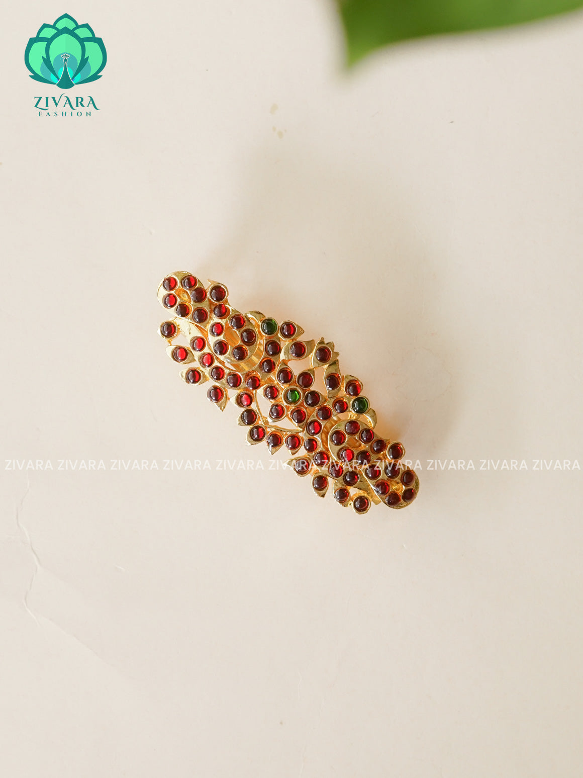 RUBY and GREEN  - TRADITIONAL(3 INCHES) KEMP CLIP HAIR ACCESSORIES- ZIVARA FASHION