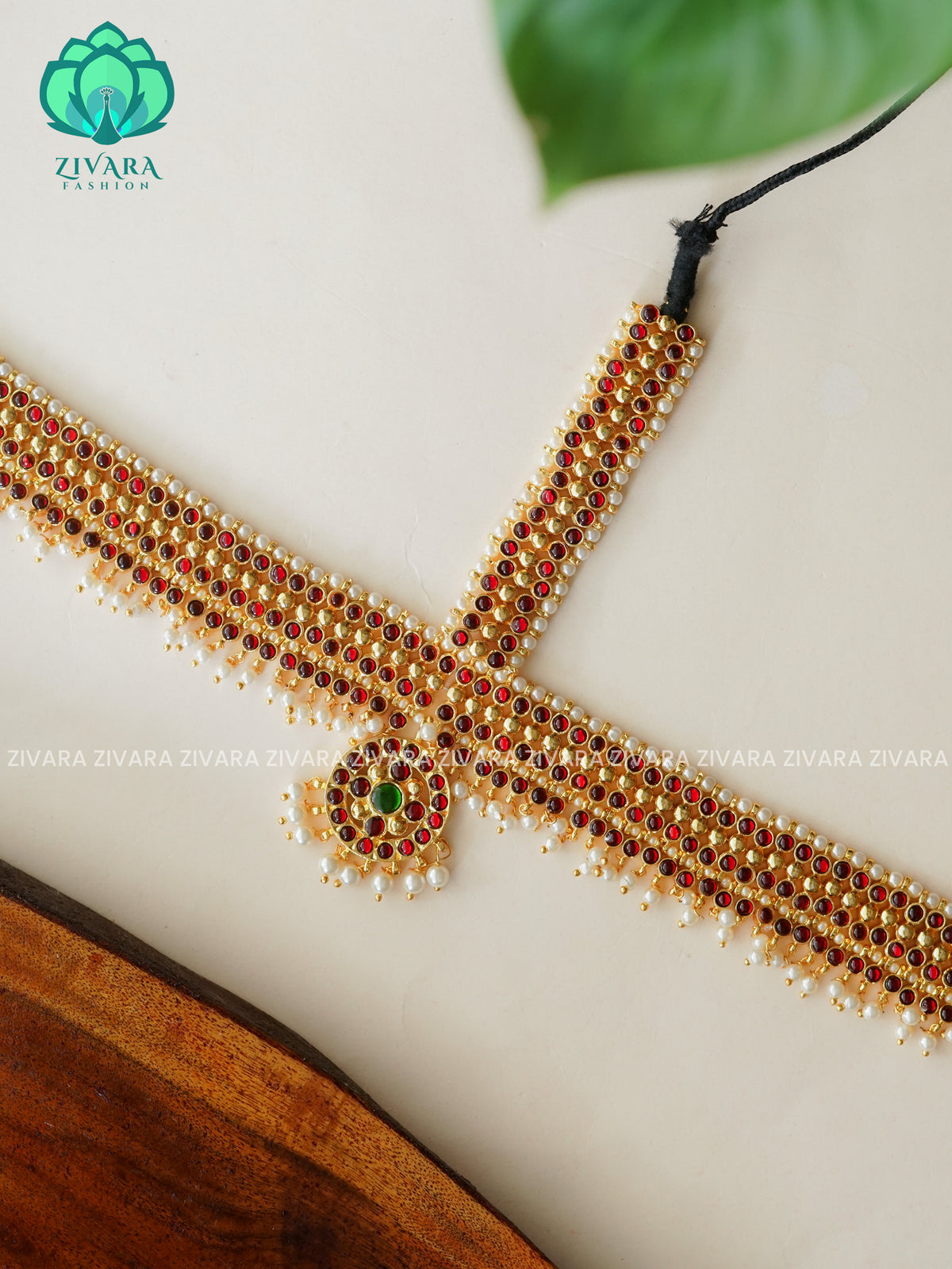 RED AND GREEN-DOUBLE SIDE -TRADITIONAL KEMP CHUTTI/TIKKA  - latest kemp dance jewellery collection